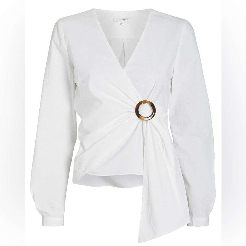 INTERMIX Gwen Poplin Blouse In White
